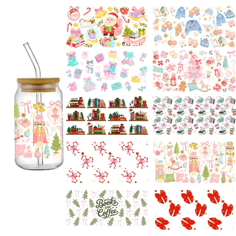 UV DTF Weihnachten Thema Design 3D Transfer Aufkleber Wraps Tasse Wasserdicht Durblas Aufkleber Cartoon Mode Aufkleber DIY