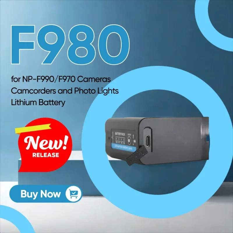 

F980 Battery Type-C USB Interface Fully Decoded for NP-F990/F970 Cameras Camcorders and Photo Lights Lithium Battery