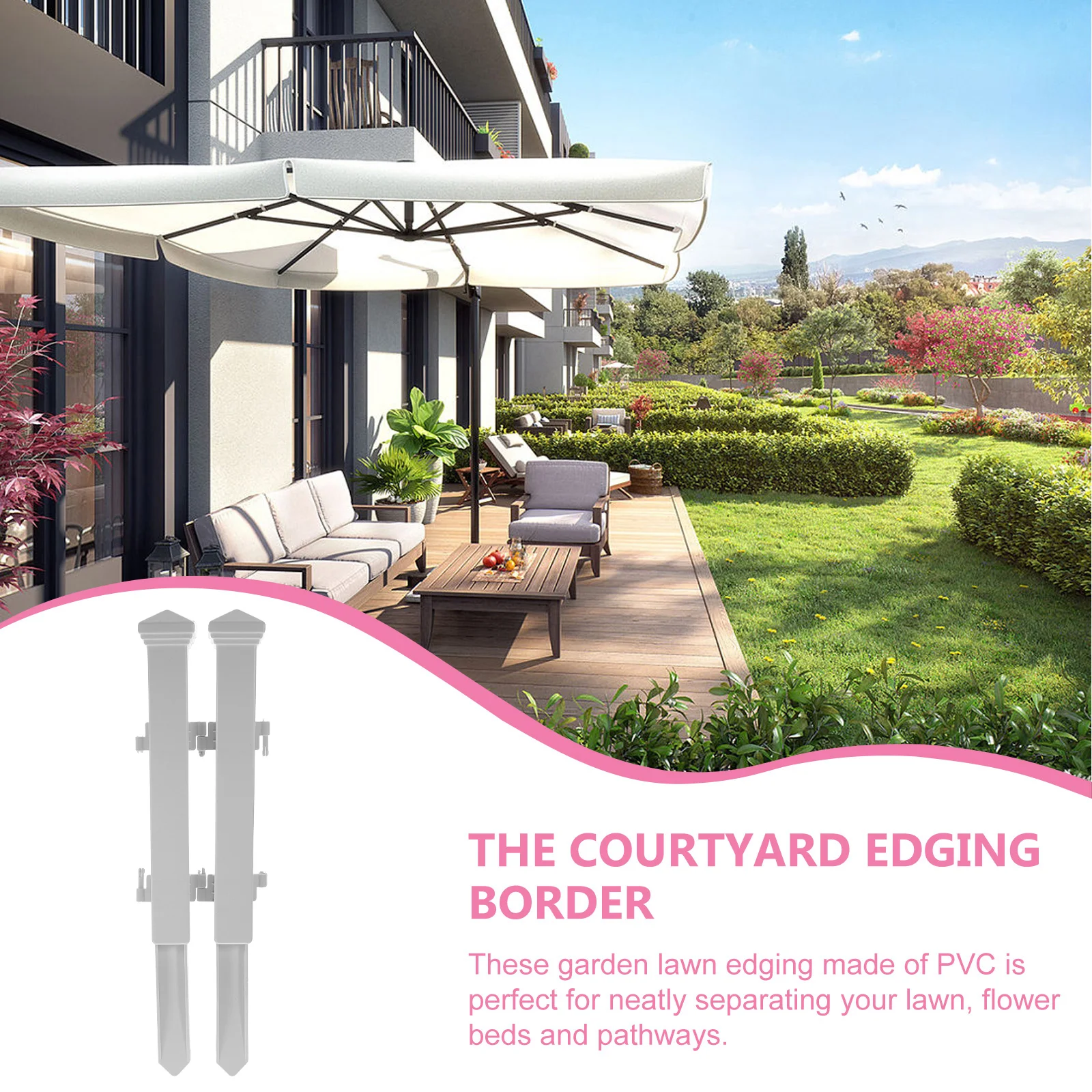 

2pcs White Fence Small Edge Banding Garden Decor Outside Ornament Mini Plastic Lawn Fencing Landscape Border DIY Panels Pet