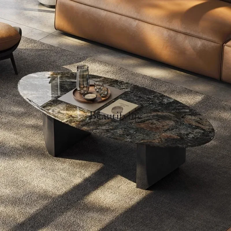 

ls 51 Marble coffee table Italian minimalist home light luxury high sense