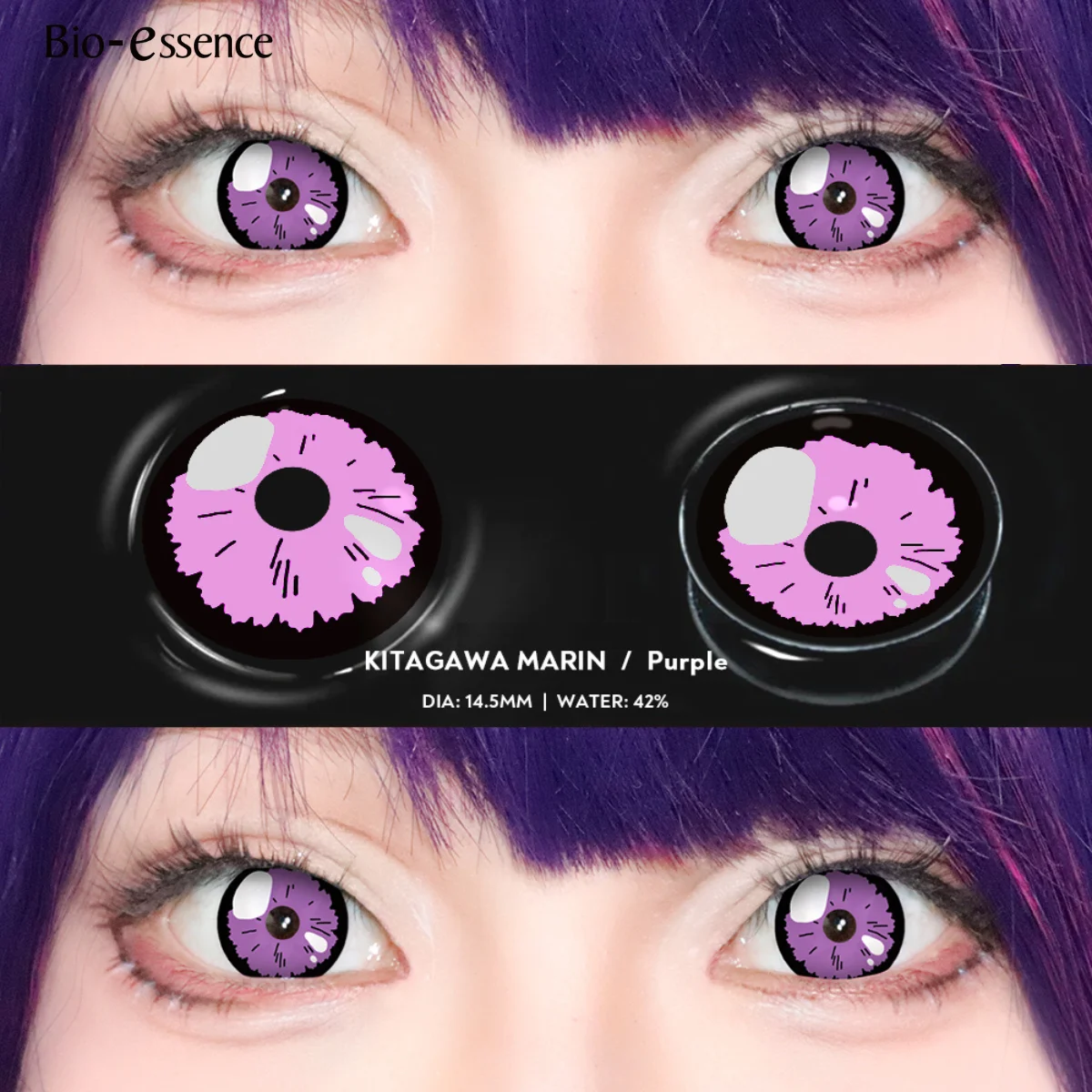 Bio-essence Pink Lenses 1 Pair Colored Contact Lenses for Eyes Anime Accessories Anime Lenses Cosplay Lenses Nezuko Colorcon