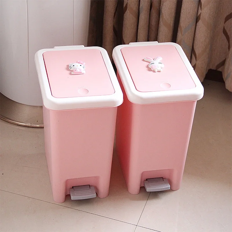 

Sanrio Kawaii Hello Kitty Trash Can Anime Cartoon Lovely Fashionable Exquisite Creative Beautiful Kitchen Household Garbage Can