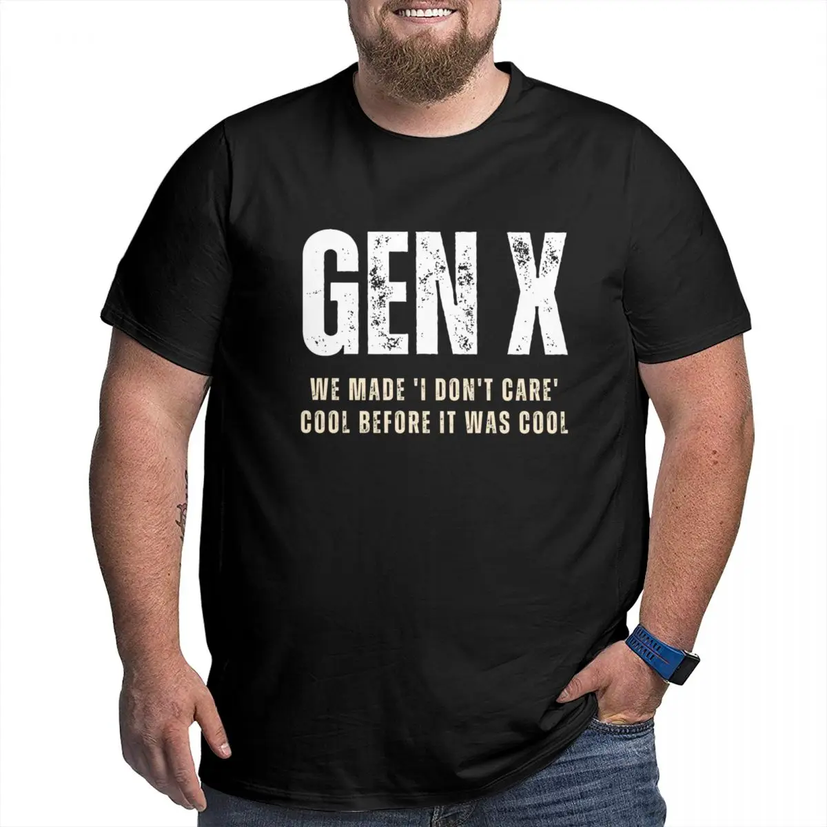 Men Gen X Boomers We Don\'t Care Fun T Shirt Vintage Big Size Cotton Crewneck Sleeve Tshirt Men