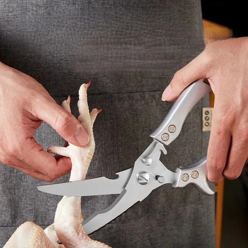 Stainless steel chicken bone shears Roast chicken kitchen scissors Sharp durable versatile chef scissors image 3