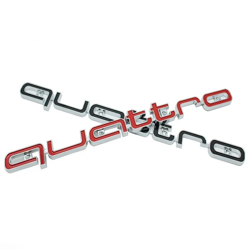 Audi Quattro Emblem 3D ABS Car Front Grille Emblem For A3 A4 A5 A6 A6L A7 A8 Q3 Q5 Q7 S3 S4 S5 RS3 RS4 RS6 Badge Accessories