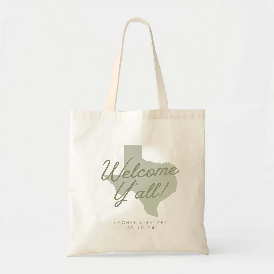 Welcome Y'all Tote - Texas Wedding Welcome Bags - State Outline Tote - Wedding Guest Tote - Bridesmaid Gift - Favor Bag - Locati