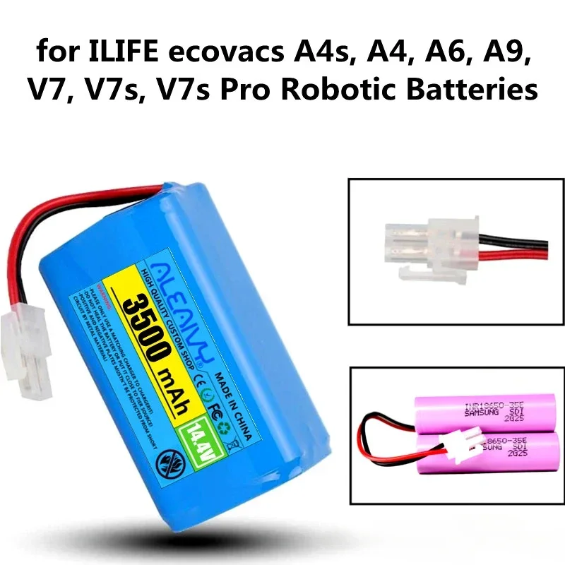 

14.8V 3500mAh Robot Vacuum Cleaner Li-ion Rechargeable Battery for ILIFE 14.4v ecovacs A4s, A4, A6, A9, V7, V7s, V7s Pro