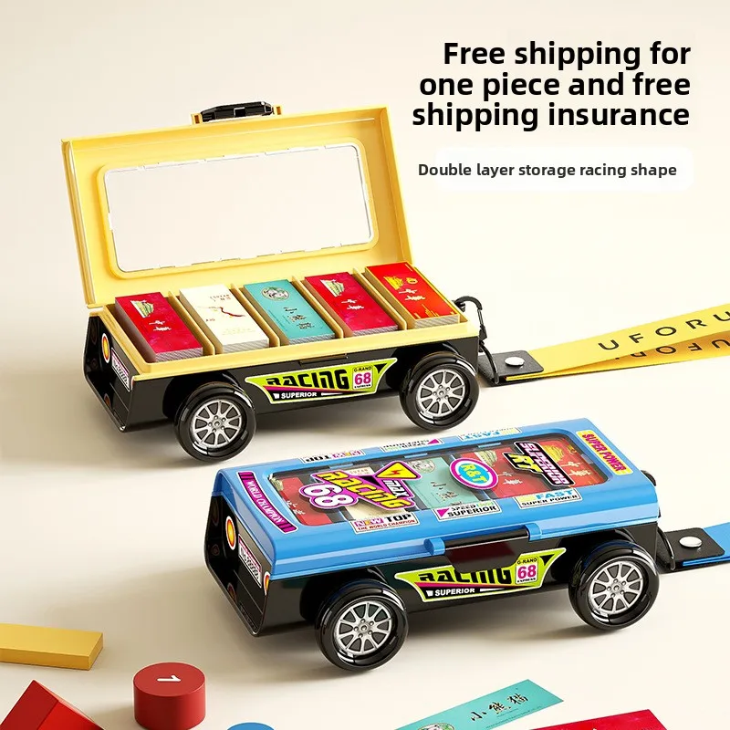 

Cigarette card storage box Double-layer card collection Dustproof transparent finishing box Creative children's toys Movable car