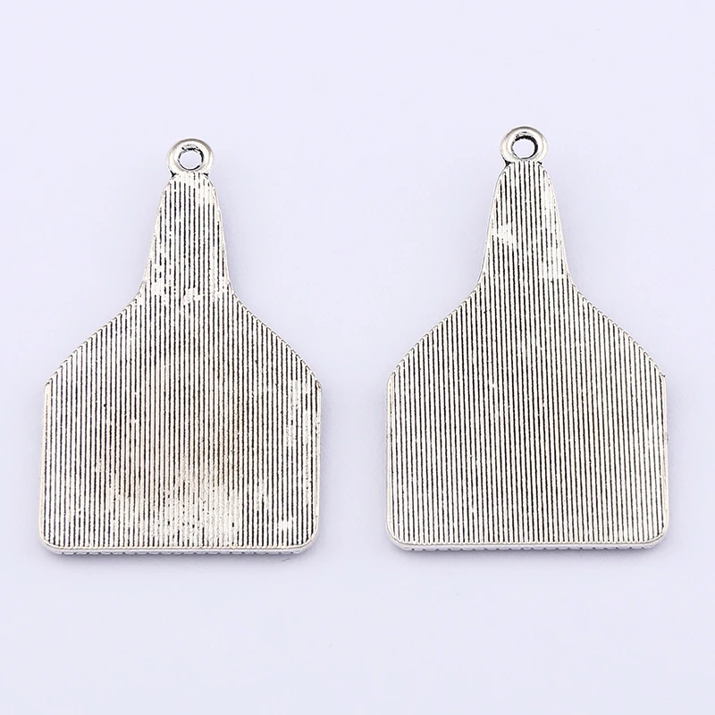 10Pcs Tibetan Silver Turquoise Cow Tag Charms Pendants for DIY Earrings Necklace Jewelry Making Findings Accessories 37x23mm
