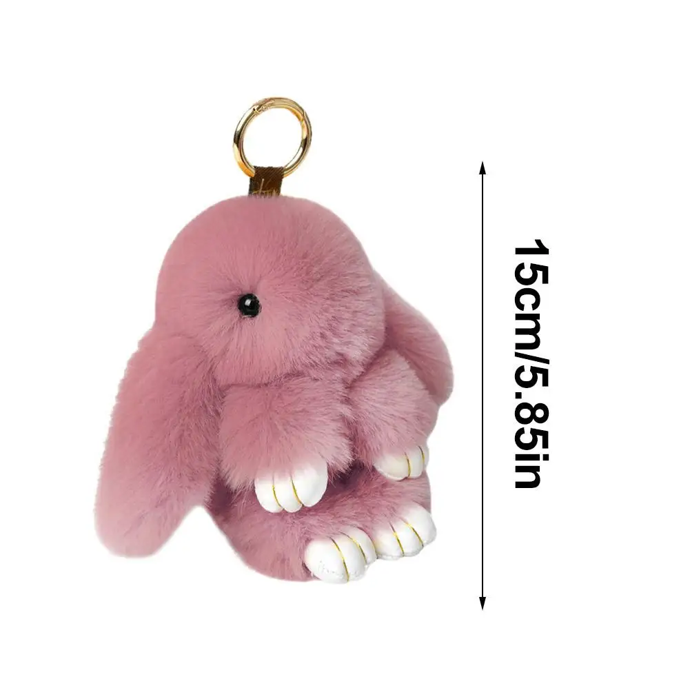 Schattige Pluche Bunny Sleutelhanger Vrouwen Bont Pom Pom Engel Konijn Sleutelhanger Haas Pluche Poppen Speelgoed Meisjes Tas Auto Sleutelhanger Bont Sleutelhanger Sleutelhanger