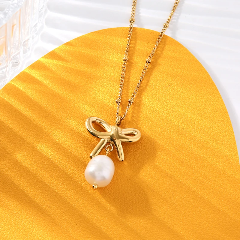 EILIECK 316L Edelstahl Herz-Blumen-Perlen-Halskette Ohrringe Set für Damen Mode-Schmuckset Wasserdicht Bijoux Femme – Detail 17