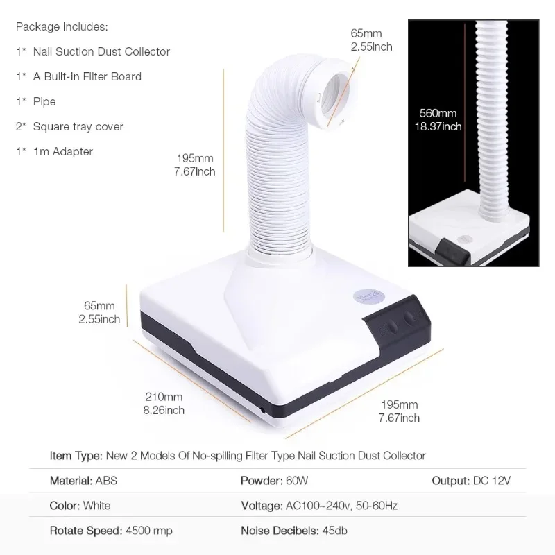 60 واط استخدام مزدوج مسمار مجمع الغبار قابل للسحب الكوع تصميم مسمار الغبار النازع مروحة مسمار مكنسة كهربائية مع أنبوب #6