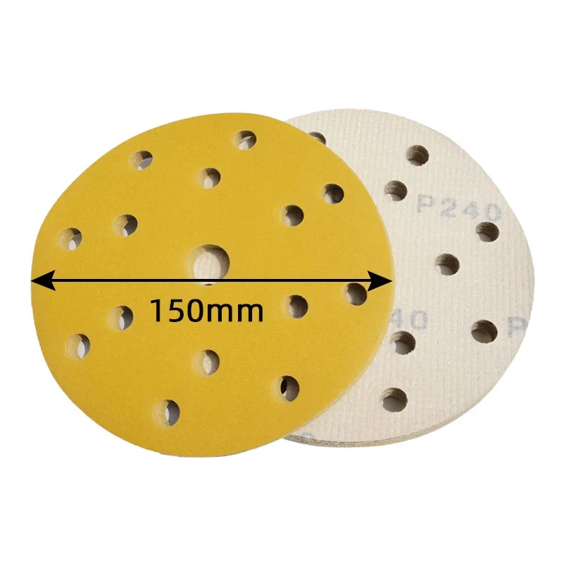 10 PCs 6 inch 15 hole sandpaper car dry grinder putty round self-adhesive flocking 150mm sanding machine polishing pad