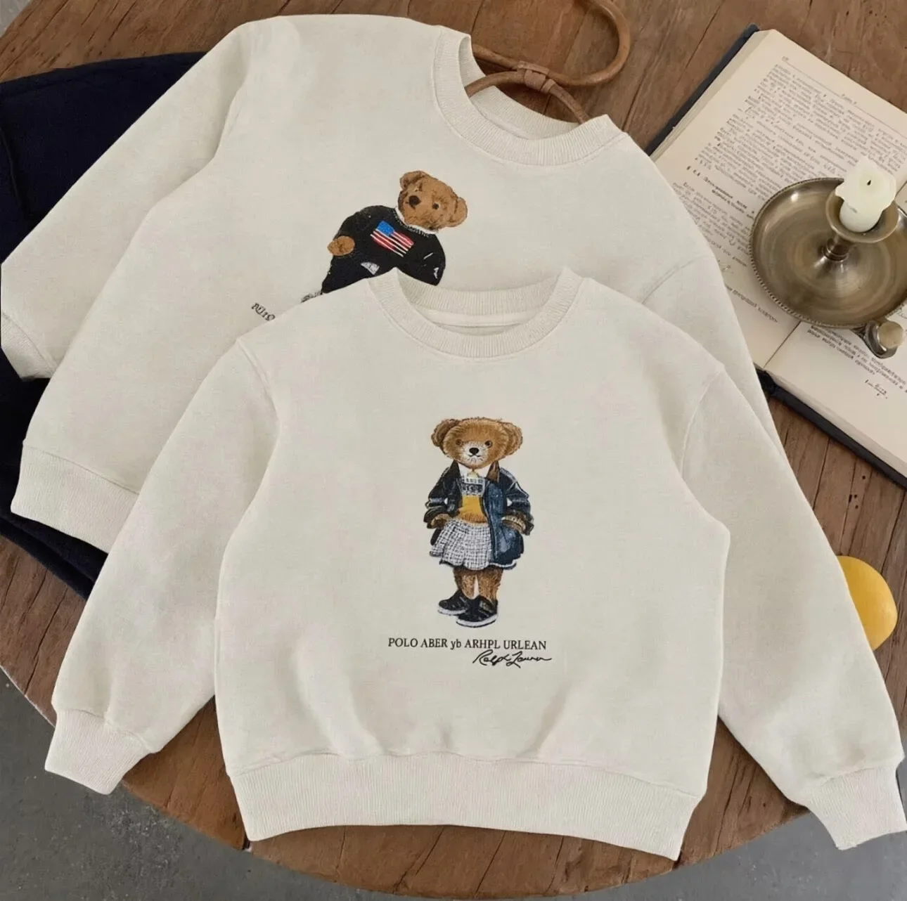 2026 Kids' Crewneck Sweatshirt with Added Sugar,Fall New Arrival,kids Cartoon Teddy Bear Crewneck Sweatshirt,Cute Baby Pattern