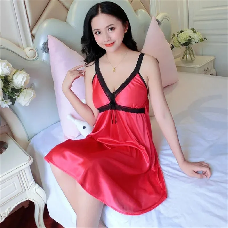 

Новая женская ночная сорочка с V-образным вырезом и тонкими бретелями, сексуальная пижама без рукавов для романтических вечеров