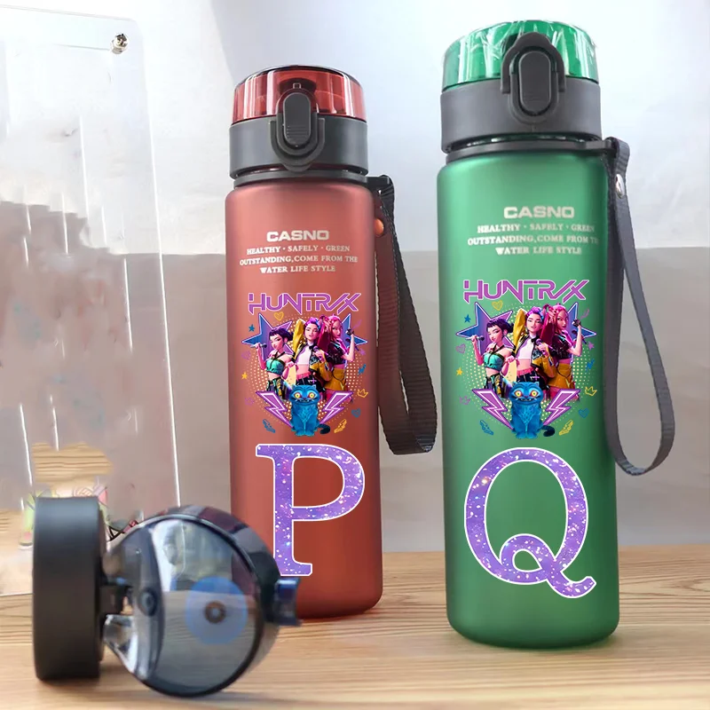 K-Pop Demon Hunters 560 мл Буквы A-Z Прямая чашка для воды для питья Синий Черный Красный Зеленый HUNTR/X Rumi Mira Периферийная бутылка Подарок
