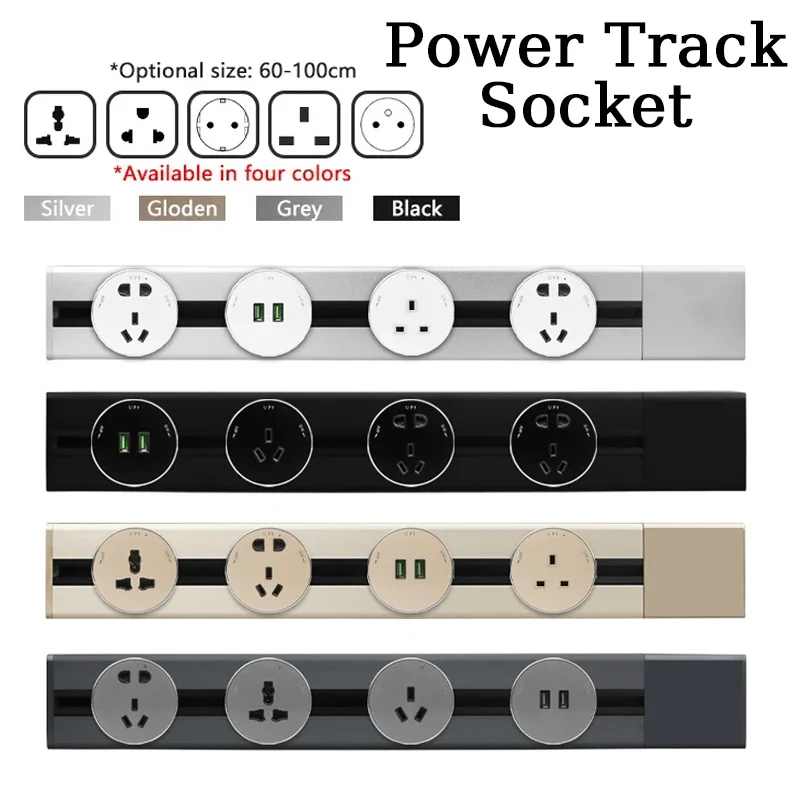 Wall Surface Power Track Socket Home Appliances Electric Plug Adapter Highquality Outlet UK US AU EU Standard Wall Sockets 80mm