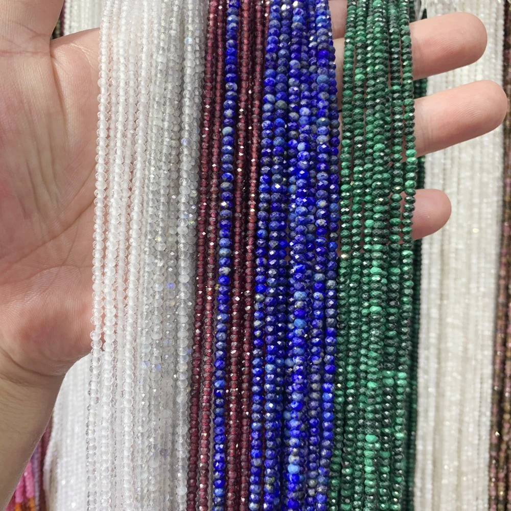 Natural Colored Tourmaline Seed Beads Colored Zircon Faceted Rondelle Loose Beads Diy Beads to Make Bracelets 2x3mm 15‘’
