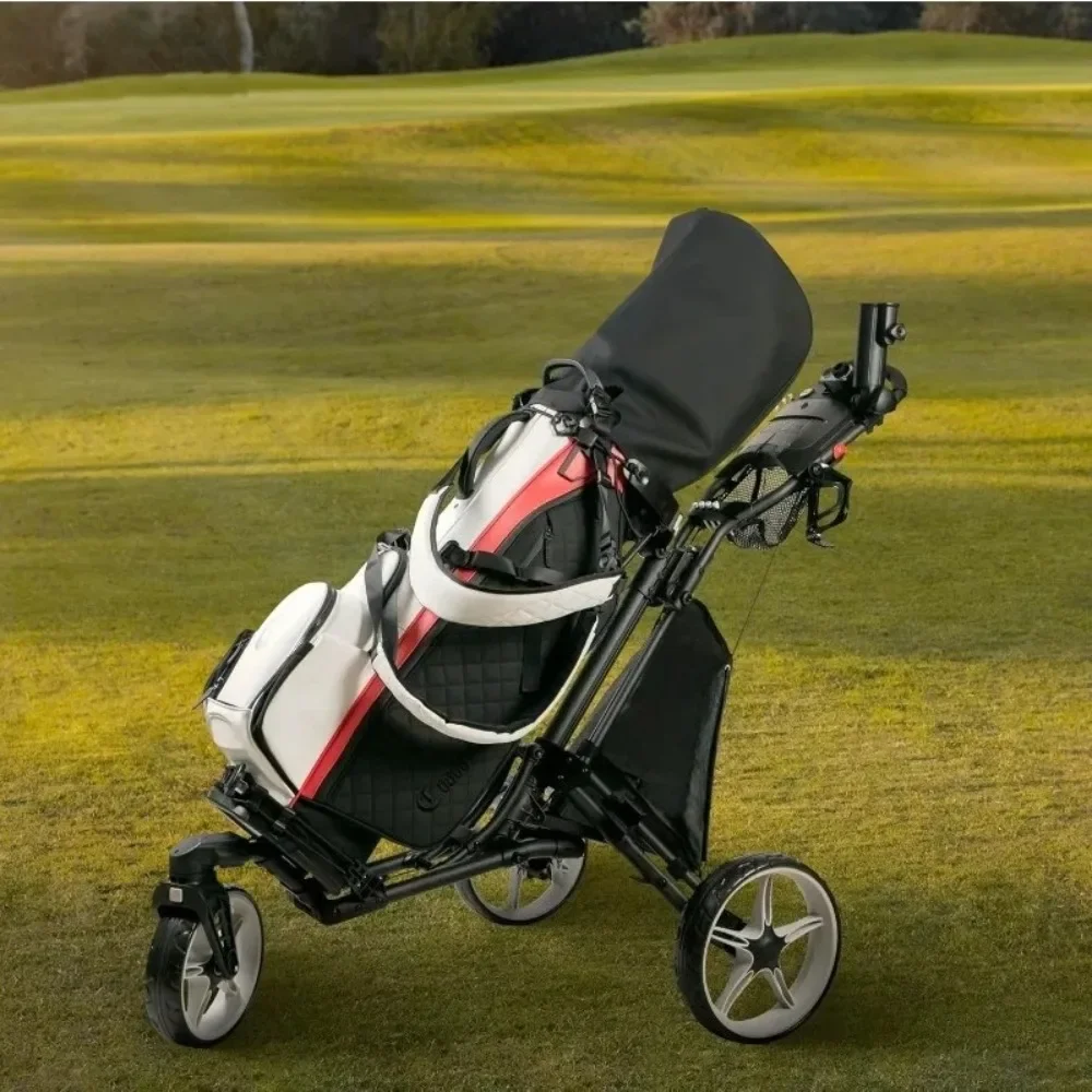 NEW Living CaddyLite ONE-Swivel V8Golf Push Cart  Lightweight 3Wheel Foldable Cart with One-Click Folding,360°Swivel Front Wheel