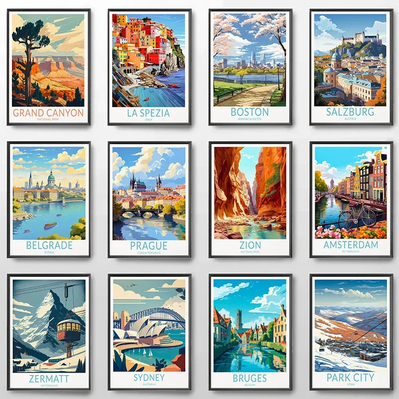 Nordic Prague Mexico Travel Poster Country Canvas Paintings and Prints Wall Art Pictures Living Room Bedroom Home Decor guadors