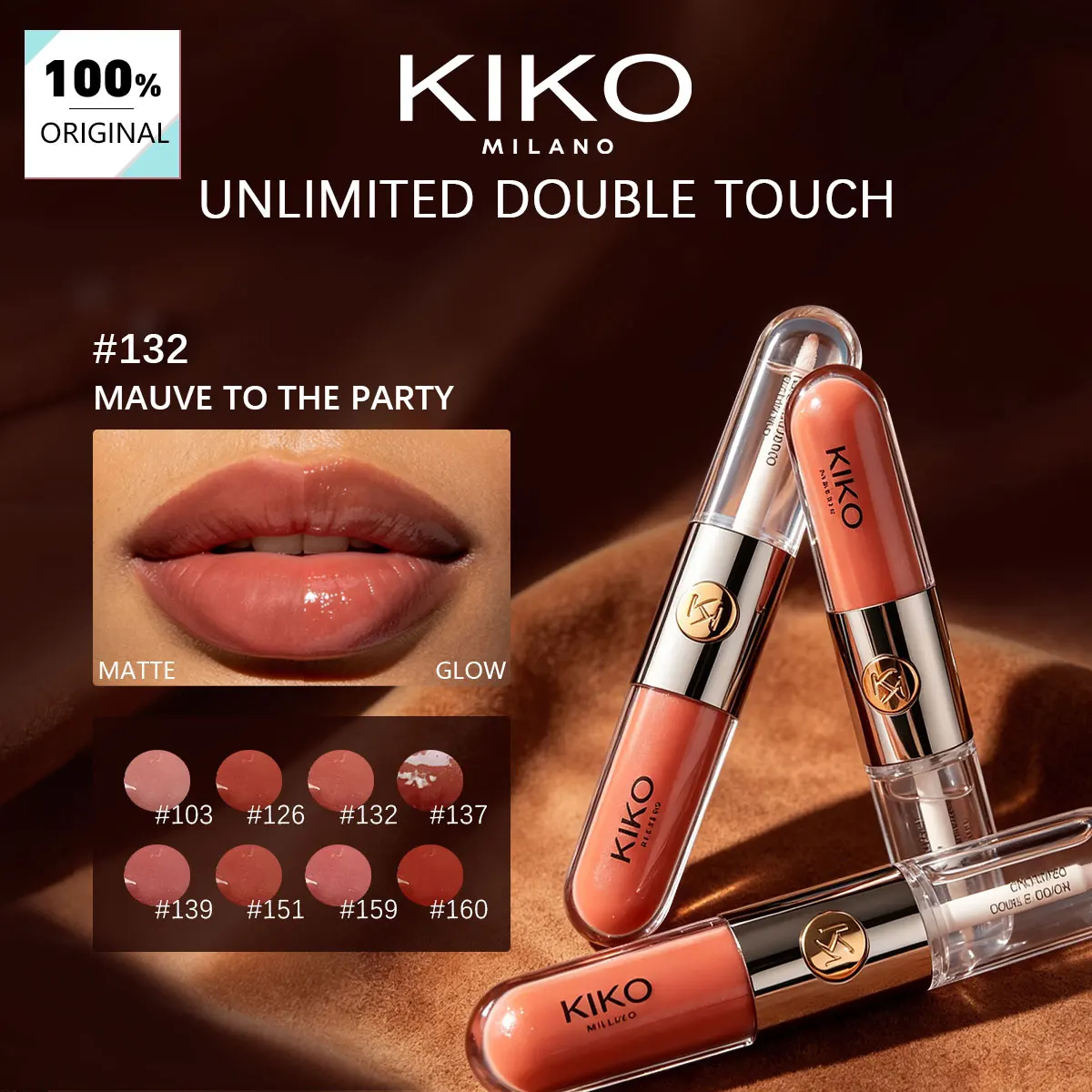 KIKO UNLIMITED DOUBLE TOUCH, Sensação Hidratante e Pigmento Vibrante, Fórmula Não Pegajosa e de Longa Duração, Design de Ponta Dupla e Realçador de Brilho