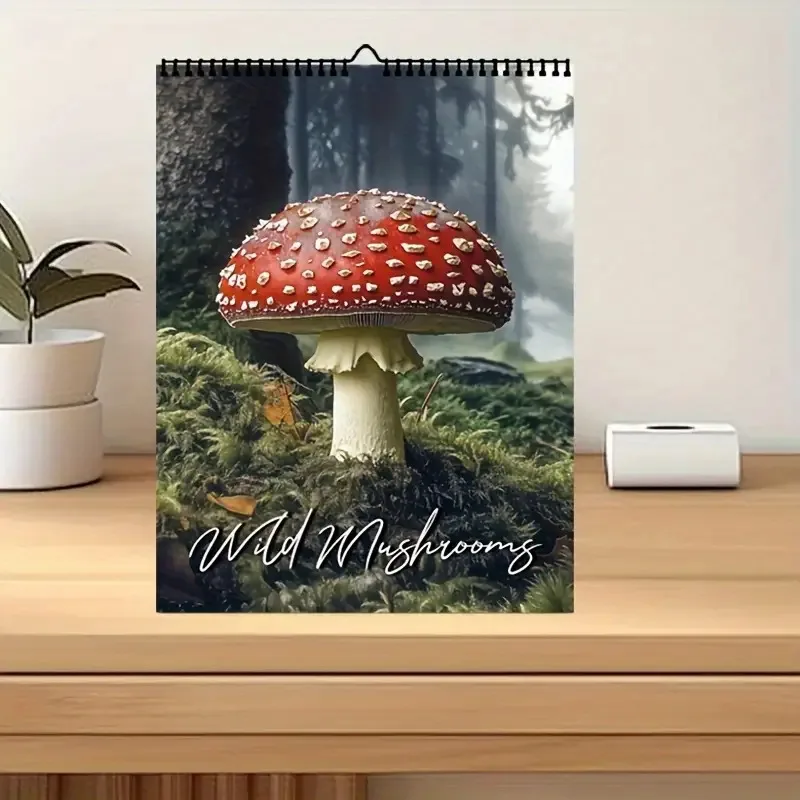 تقويم الفطر البري لعام 2026 - فطر مرقط باللونين الأحمر والأبيض، بما في ذلك من يناير إلى ديسمبر والعطلات