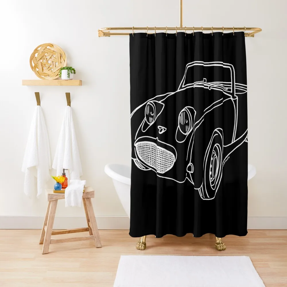 

My drawing of the Sprite Frogeye in white stroke Shower Curtain Window Modern Accessory Bathrooms Curtain