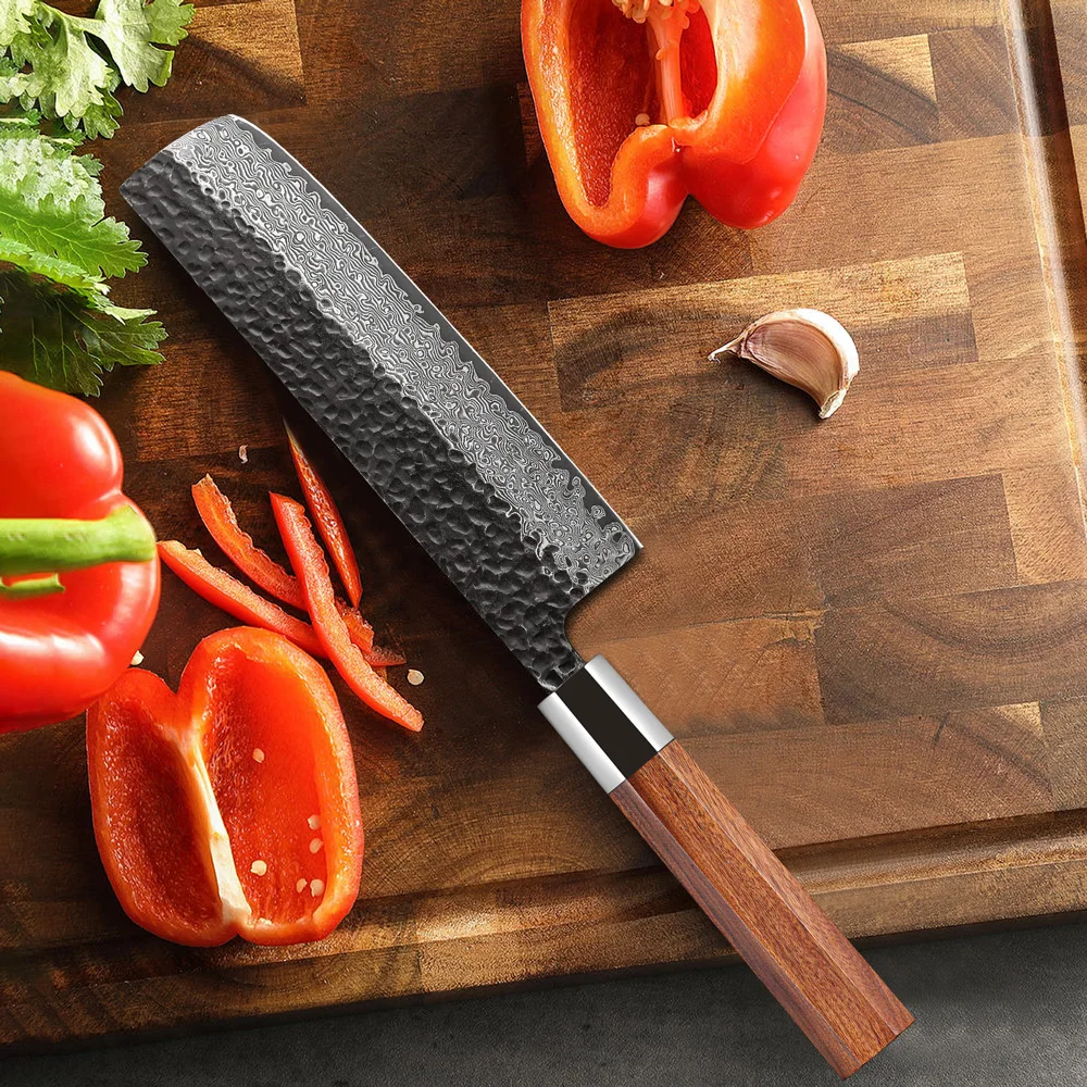 7-inch Japanese Nakiri Knife Damascus Steel Sharp Meat Vegetable Slicer Cleaver Professional Chef Knife Handmade Kitchen Knives