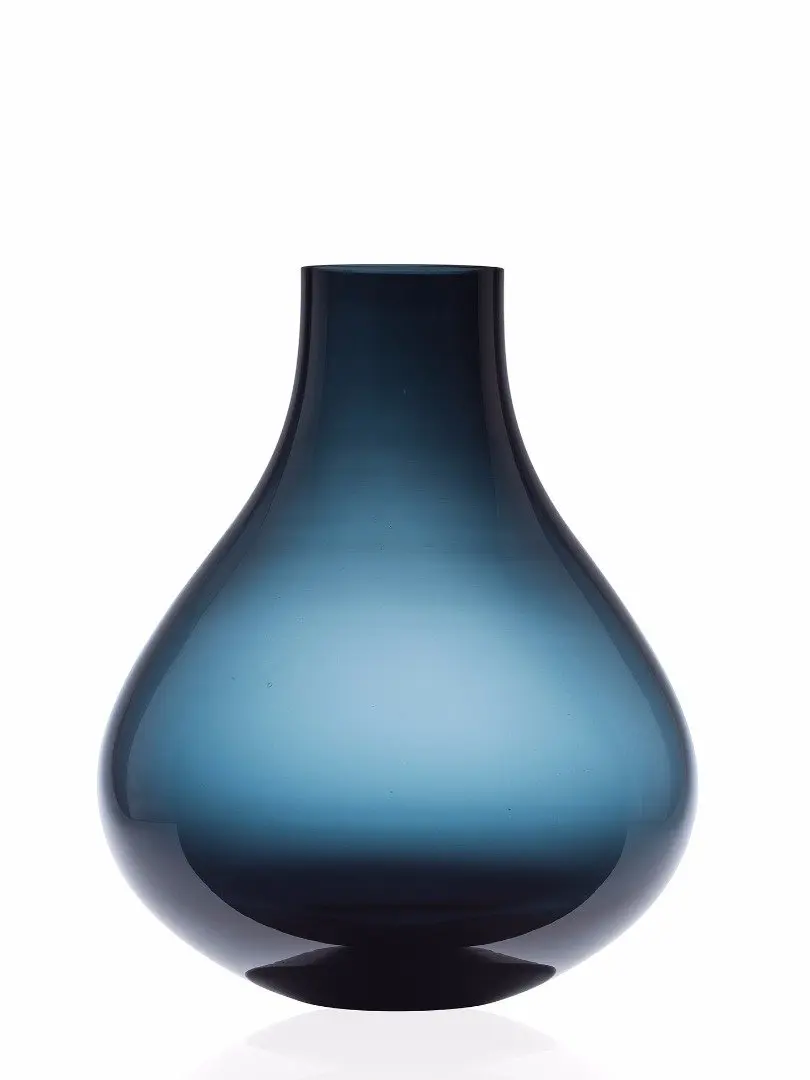 LaModaHome Pasabahce Bulb Vase Ultramarine 22 cm High Quality Boho Design Unique Decorative Centerpiece for Living Room