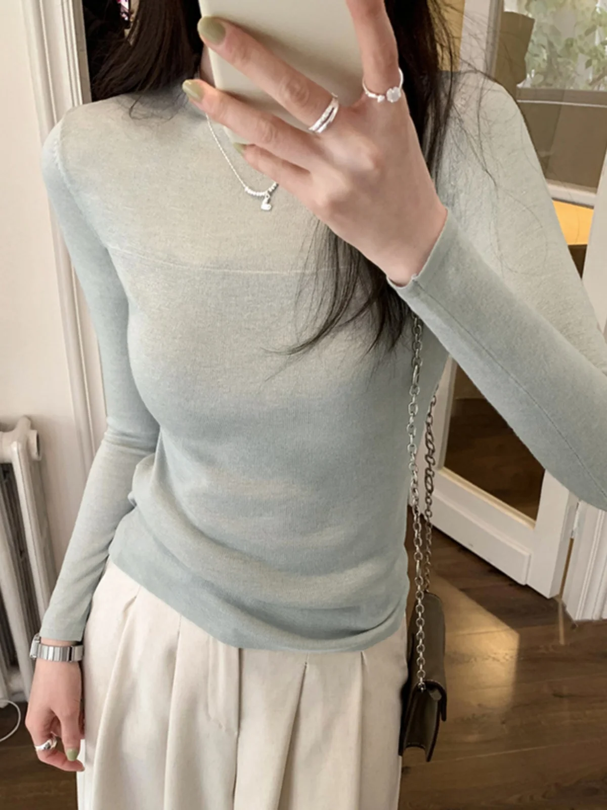 البلوزات لاعبا البلوفرات المرأة الصوف سترة المرأة الصوف يشعر طوق كامل الأعمال اليومية OL BF Y2K سيدة المهنية تخفيف #2