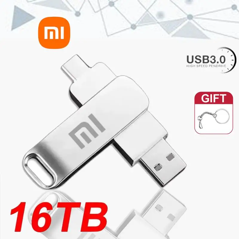 Xiaomi 16TB 3.0 USB Flash Drive Metal High-Speed Pen Drive 8TB Waterproof Type-C Usb PenDrive For Computer Storage Devices