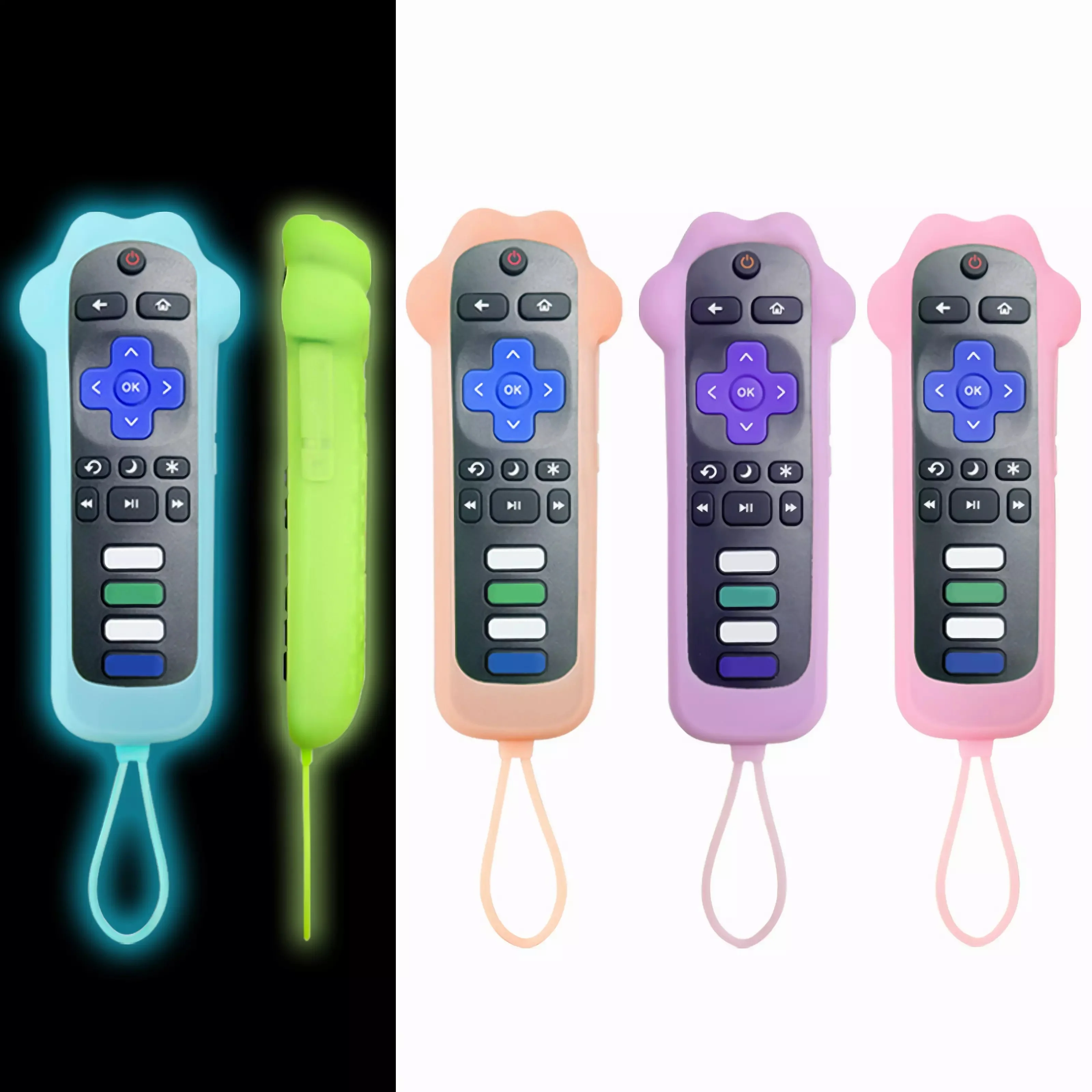Funda de silicona luminosa con control remoto universal en forma de pata de perro, adecuada para TCL Hisense Roku, bonita y práctica