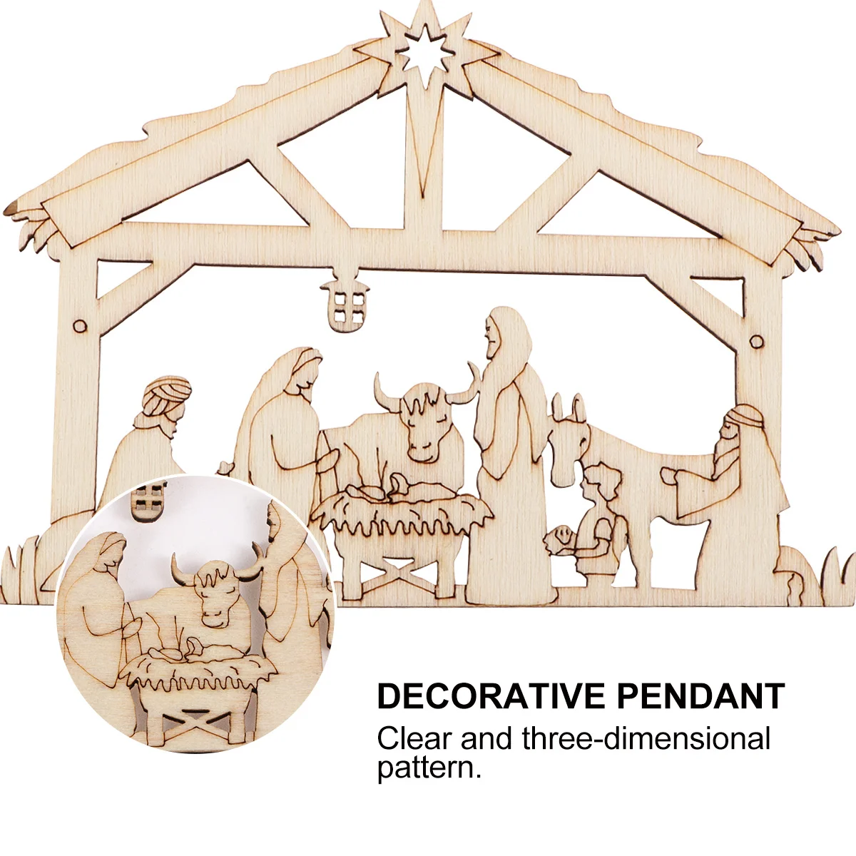 

20Pcs Wooden Christmas Ornaments Set Hollow Shape Hanging Decor for Xmas Tree Window Door Handbag Luggage Nativity Scene