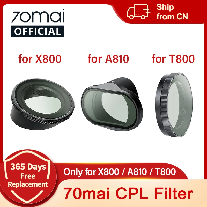 

Original 70mai CPL Filter Only for 70mai Dash Cam A810 4K Omni X800 3-Channel 4K T800 Circular Polarizing Lens CPL Filter