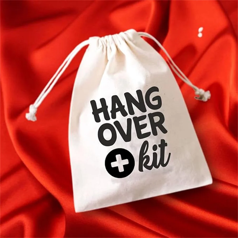 Hangover Kit | Cotton Favor Bags | Survival Kit | Recovery Kit | Muslin Drawstring Bags, Bachelorette Party Hangover Kit Bags, W