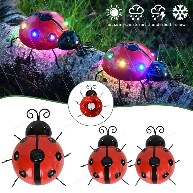 

Solar Ladybug Lamp Outdoor Waterproof Garden Statue Wall Hanging LED Solar Powered Light For Garden Lawn Tree Landscape Decor