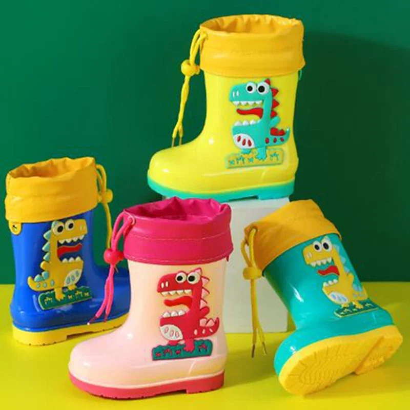 Children Removable Plush Rain Boots Boys Girls Toddler Waterproof Shoes Lightweight Spring Baby Winter Warm Kids Water Shoes