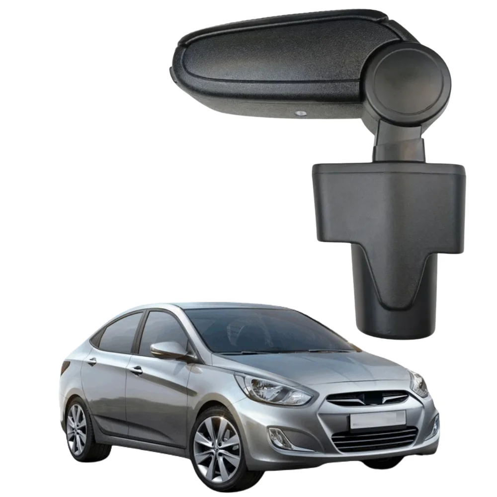 

For Hyundai Verna Solaris 2010-2016 Accent 2010-onward Center Console Armrest Storage Box Black Leatherette / Fabric