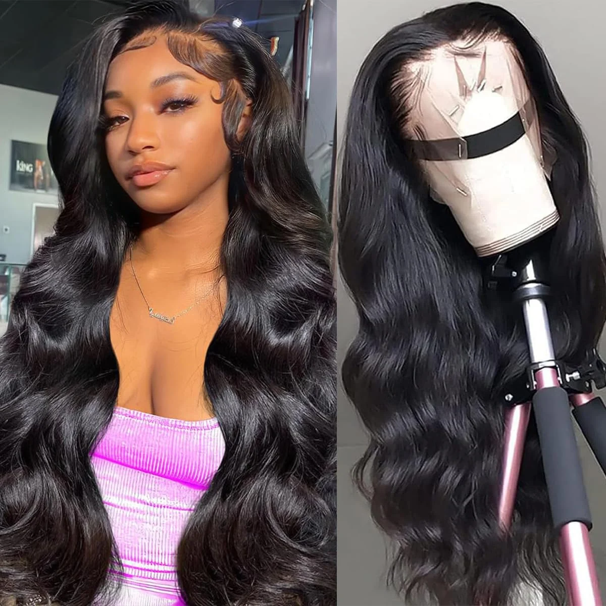 200 Density Body Wave Lace Front Perücke Schwarz 13x6 HD Wet And Wavy 13x4 Lace Frontal Perücke 30 36 Zoll Brasilianisches vorgezupftes Echthaar