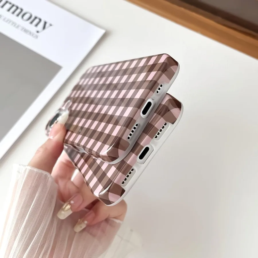 حافظة لهاتف آيفون 17 برو، حافظة هاتف جمالية لطيفة من القماش القطني، غطاء هاتف ناعم نحيف مقاوم للصدمات من مادة البولي يوريثان الحراري للنساء والفتيات - بني #5