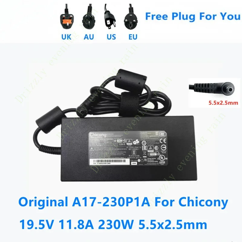 Original AC adapter charger for Chicony 19.5v 11.8a 230W A17-230P1A a230a015p laptop power supply