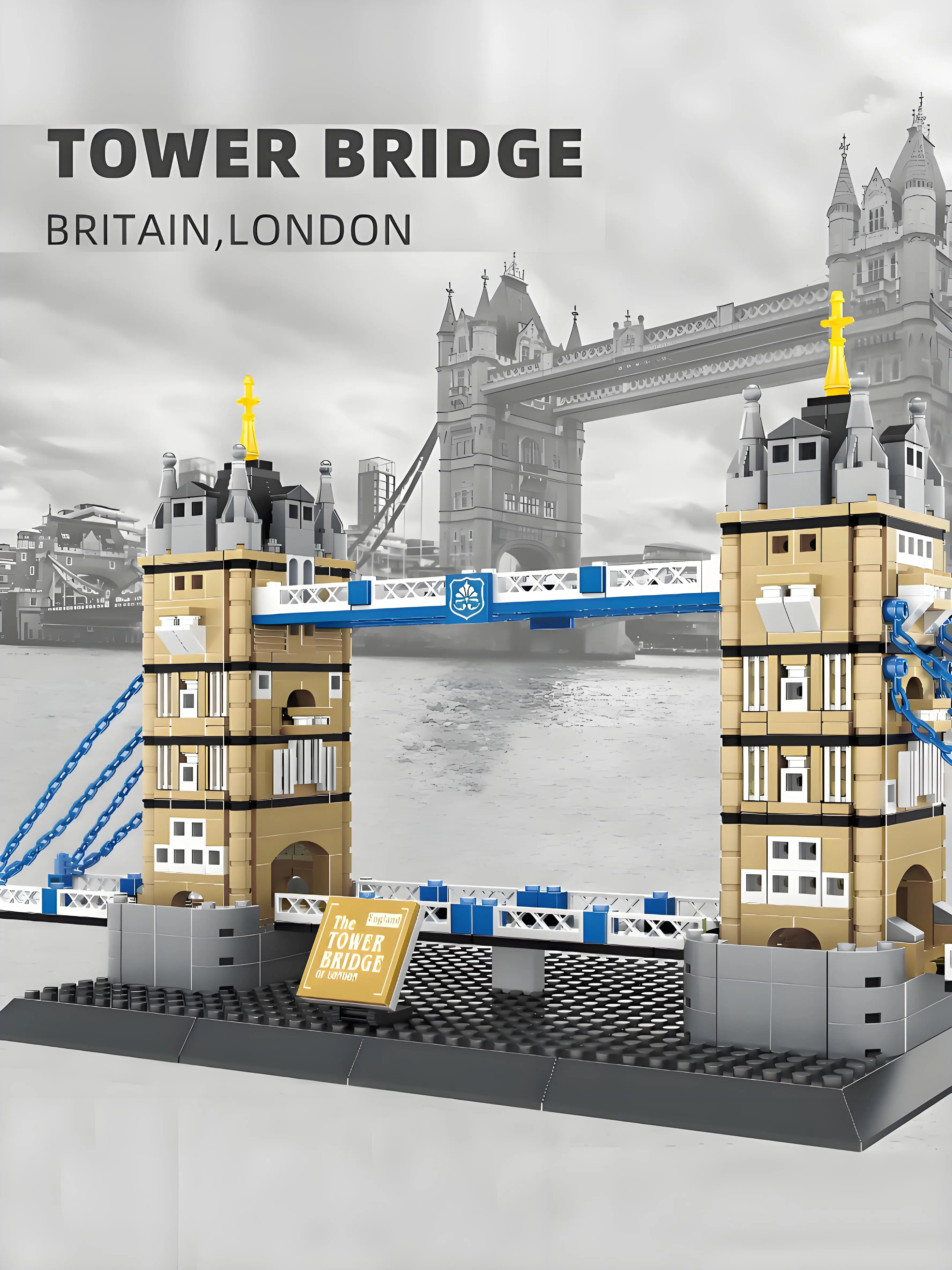 

Wangge Building Blocks UK London Twin Tower Bridge Compatible Small Particle Building Blocks Puzzle Toy Children's Assembly 4219