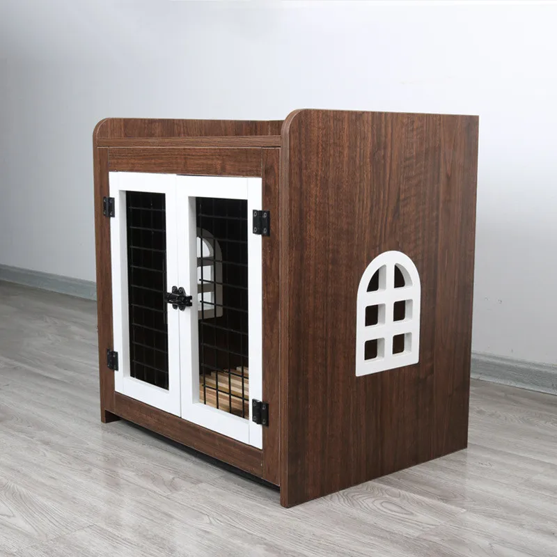 Jaula para perros Pet de madera interior Shiba Inu Teddy Caja para perros medianos y pequeños para el hogar con inodoro