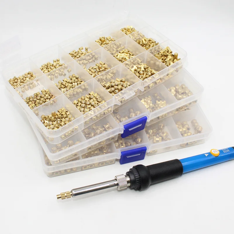Brass Insert Nut Heat Set Soldering Iron Tip Tool Knurled Thread Molding Injection Copper Insertion Heat Conduction Embedded Kit