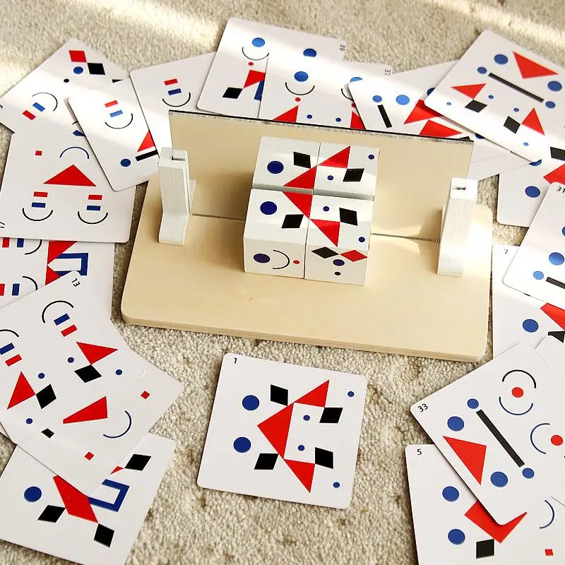 1 Juego de juguetes de recursos de aprendizaje parroquial para niños, rompecabezas con imagen de espejo 3D, pensamiento lógico espacial, entrenamiento, juego intelectual a juego