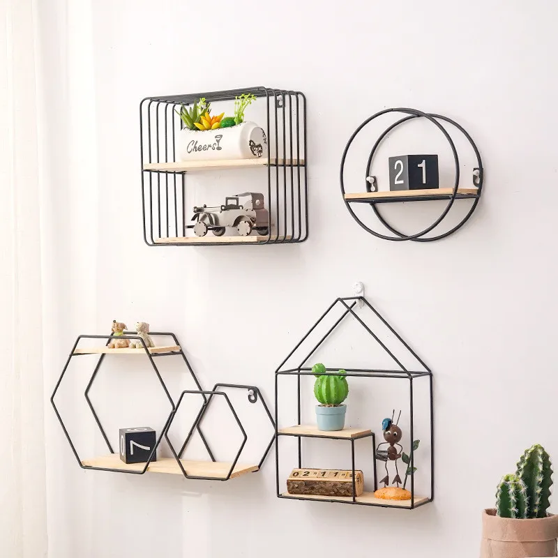 

Wooden Gold Storage Racks Hanging Decor Storage Box Flower Pot House Storage Rack Wall Book Figurines Display Crafts Shelves