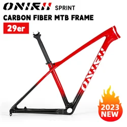 ONIRII MTB Carbon Frame 29er Hardtail Thru Axle 148x12 Boost PF30 1235g Frame with Full Internal Cable Layout for Mountain Bike