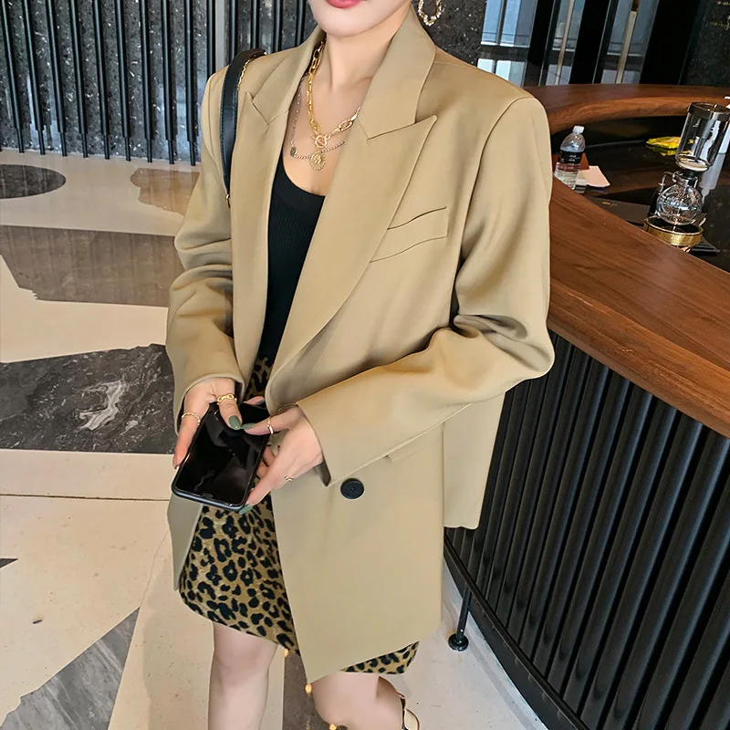 SuperAen Oversized Suit Women's Solid Color Summer Autumn 2024 New Loose Long Sleeve Blazer