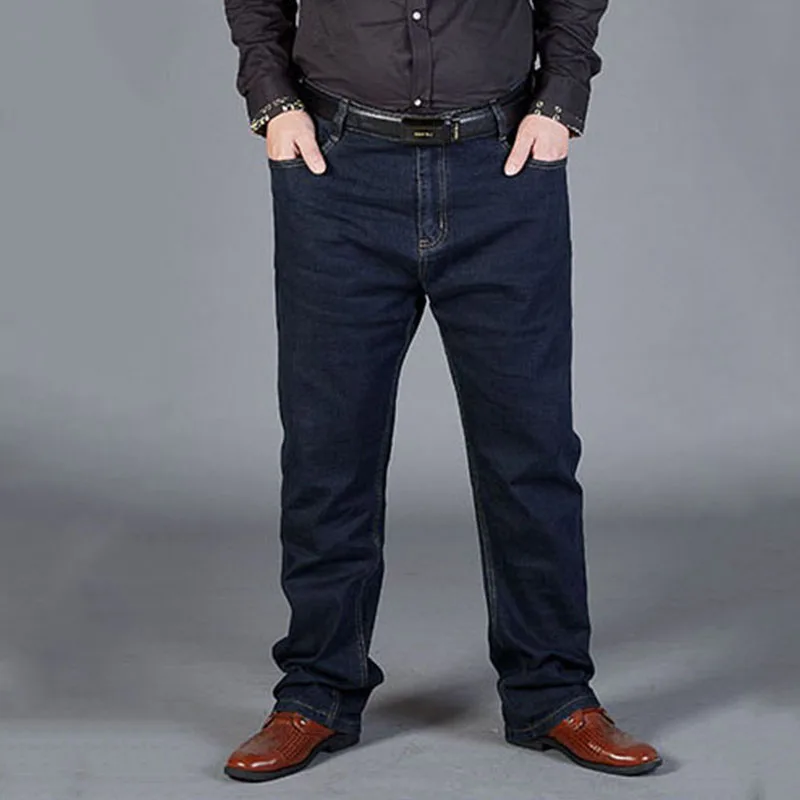 جينز كبير الحجم للرجال 10XL (50 بوصة) - مقاس كبير بنطال مستقيم الساق قابل للتمدد أزرق كبير وطويل ملابس الشارع تصميم كلاسيكي 5 جيوب