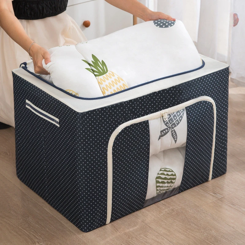 

24L Oxford Cloth Storage Box Clothes Closet Organizer Bed Quilt Sheet Blanket Pillow Rack Container Foldable Storage Case